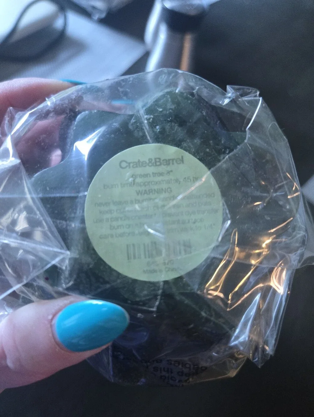 Crate&Barrel Green Evergreen Tree Candle